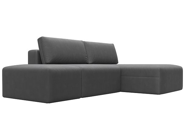 Диван угловой модульный с пуфом Лига-060 НПБ угол универсальный Искусственная замша серый - Вид 3