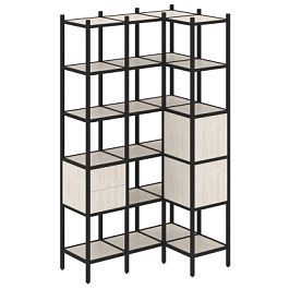 Loft Угловой внутренний стеллаж наборный VR.L-35 Денвер светлый/Чёрный металл 1278*862*2280 - Фото предпросмотра