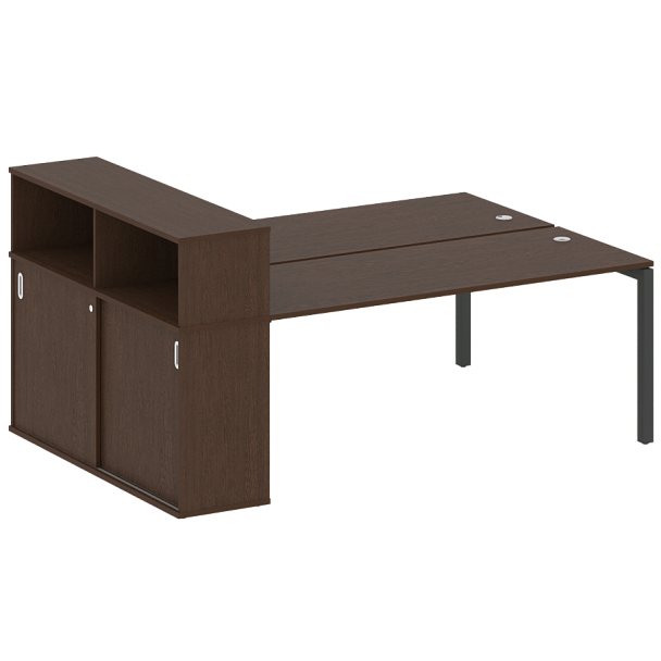 Metal System Quattro Р. ст. с шкафом-купе на П-образном м/к 50БП.РС-СШК-2.5 Т Венге/Антрацит металл 2210*1475*1098 - Вид 1