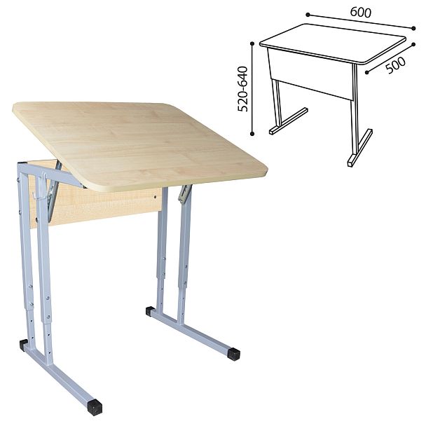 Парта Умник, одноместная, регулируемый угол, серый каркас, ЛДСП клён, гр.2-4 - Вид 8