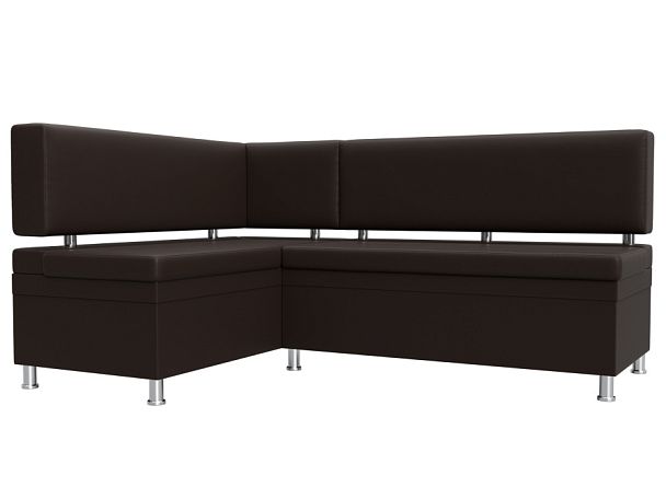 Кухонный уголок Стайл левый (полностью экокожа коричневая) - Вид 1