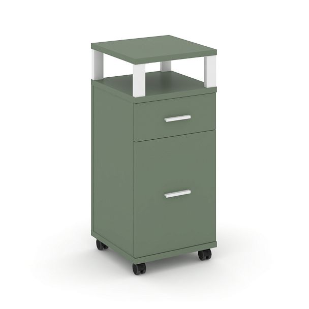 Concept Тумба мобильная 1 ящ.+1 распаш. фасад с надставкой CN.TUM-012 W Кобо/Металл Белый 420*420*949 - Вид 1