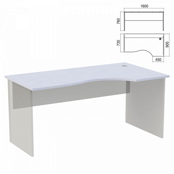 Стол эргономичный ЧАСТЬ 1 "Арго", 1600х900х760 мм, правый, серый - Вид 1