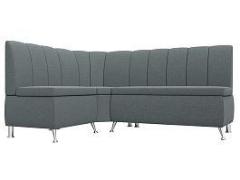 Диван кухонный угловой Кантри левый угол Рогожка серый - Фото предпросмотра