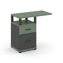 Concept Тумба приставная узкая 1 ящ.+1 распаш. фасад с надставкой широкой CN.TUS-004 W Кобо/Антрацит/Металл Антрацит 836*420*750 - Фото предпросмотра