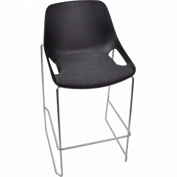 Стул Q5 барный c мягким сиденьем, черный - Вид 1