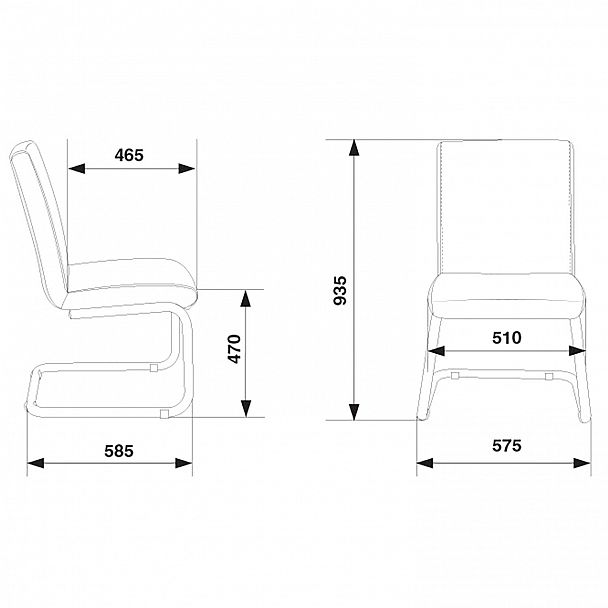 Кресло для приемных и переговорных CH-250-V, хром, экокожа, черное, 1098331 - Вид 3