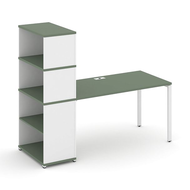 Concept Стол рабочий с опорным стеллажом с надставкой выс. CN.SP-213 Кобо/Белый Бриллиант/Металл Белый 1400*720*1530 - Вид 1