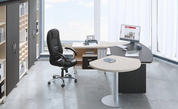 Стол руководителя угловой без вставок L,R 2000 Берлин Береза Майнау СРУ 20-200 - Вид 3