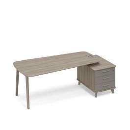 Стол на опорной тумбе малой (тип 3) WOOD Time wood ТМ В2 120 ВЛ ВЛ ВЛ вяз либерти (корпус, столешница, топ) / мокко премиум (фасад) - Фото предпросмотра