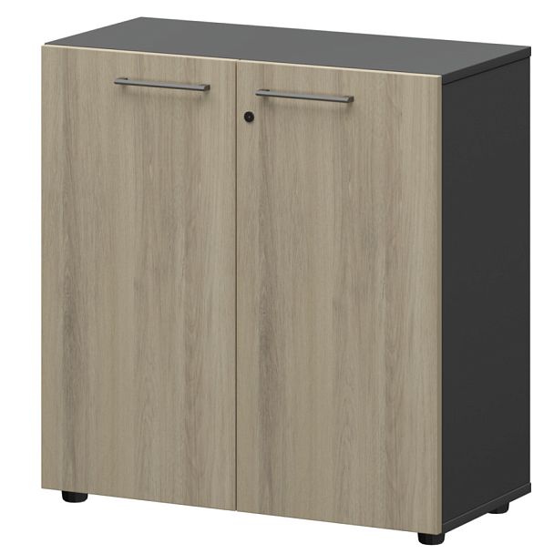 Шкаф низкий закрытый СМШ28F Кронберг/Графит 792x380x811 Кортез - Вид 1
