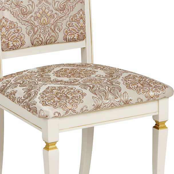 Комплект деревянных стульев с мягким сиденьем Бармс Слоновая кость золотая патина/Бежевый жаккард, 3 шт. - Вид 12