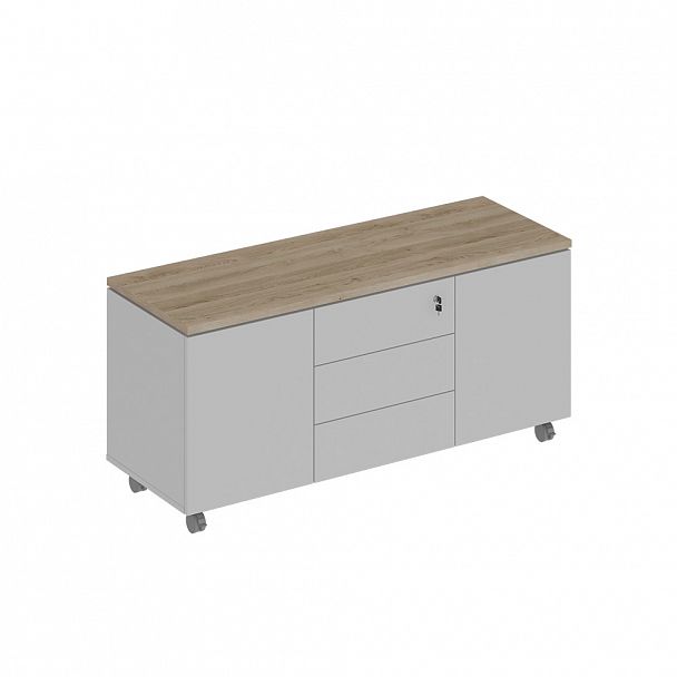 Тумба для оргтехники "City" СИ 262 дуб гладстоун светлый/белый премиум/белый премиум - Вид 1