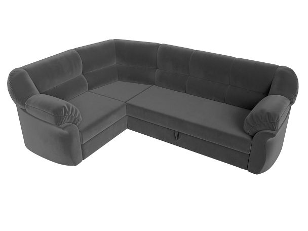 Диван угловой Карнелла левый (полностью велюр серый) - Вид 5