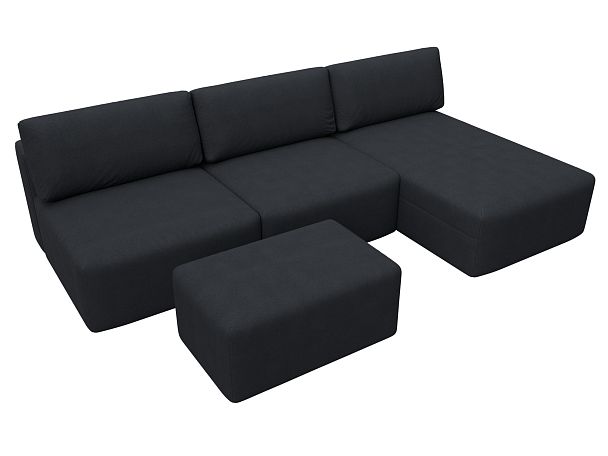 Диван угловой модульный с пуфом Лига-060 НПБ Лонг угол универсальный Искусственная замша серый - Вид 6