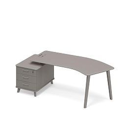 Стол руководителя эргономичный на опорной тумбе малой левый (тип 5) Time metal ТМ М1 129 МП ВЛ ВЛ мокко премиум - Фото предпросмотра