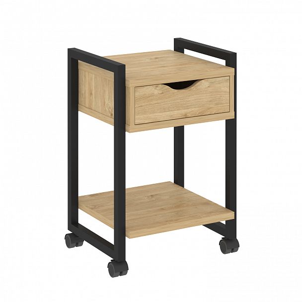 Тумба на колесах "Loft" VR.L-T1.K тиквуд светлый/черный - Вид 1