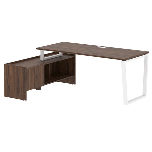 Стол с тумбой EVCT 19814 Дуб Денвер темный/Белый 1960х1400х750 EDIS - Вид 1