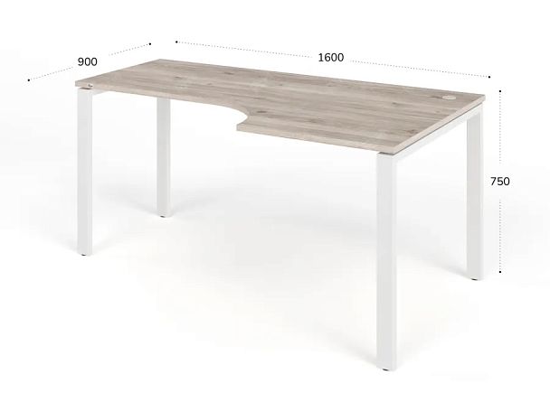 TANDEM RTD077-MK-160R-MA Стол угловой на металлокаркасе правый 1600х900х750 Дуб Маувелла/Белый - Вид 2