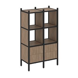 Loft Прямой стеллаж наборный VR.L-03 Дуб аризона/Чёрный металл 862*446*1458 - Фото предпросмотра