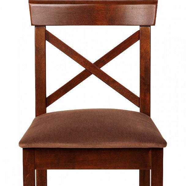 Стул деревянный полубарный Бергольф с мягким сиденьем Темный орех/Коричневый велюр - Вид 7