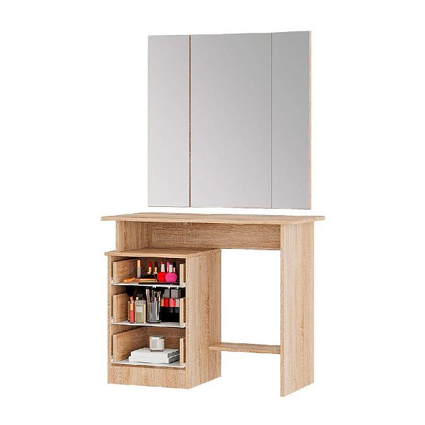 "Сакура" косметический стол (900х1550х450) дуб сонома/белый - Вид 2