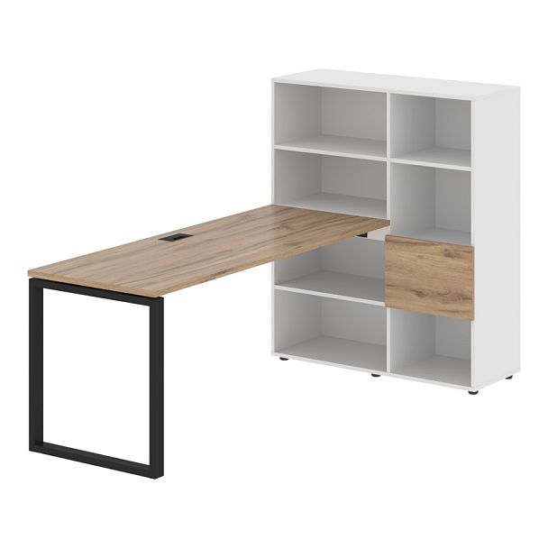 Стол-стеллаж EQRST 1117 Дуб Денвер светлый/Черный/Белый 2190х1120х1355 EDIS - Вид 1