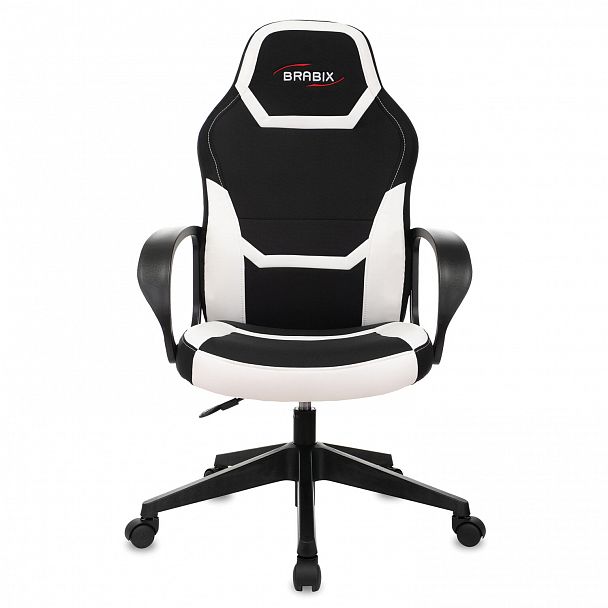 Кресло компьютерное BRABIX "Alpha GM-018", ткань/экокожа, черное/белое, 532640, GM-018_532640 - Вид 5