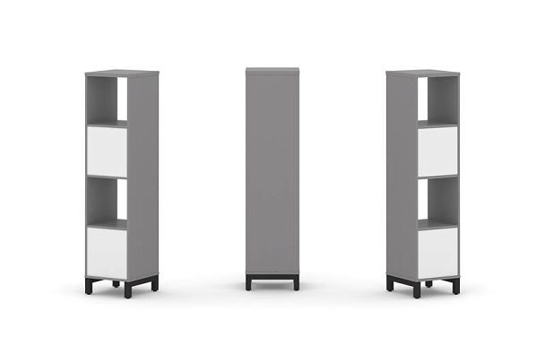 Стайл Проджект Набор стеллажа одностороннего, 4 яруса SN.NS-411 Серый Пепел/Белый/Металл Черный 387* - Вид 1