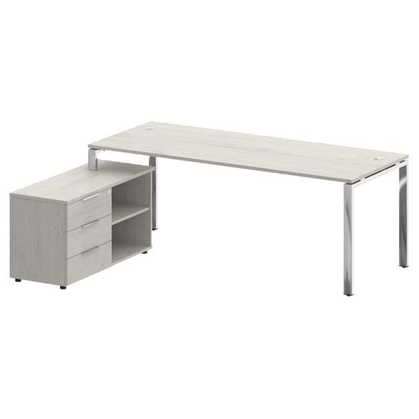 Metal System Direct Стол руковододителя с тумбой левый БГ.СРТ-6.8 (L) Дуб наварра/Нерж. сталь 2100*1620*750 - Вид 1