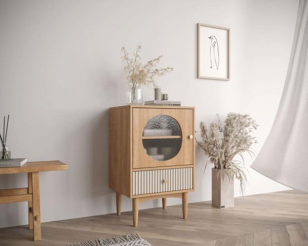 Высокая тумба Bubble с одним ящиком арт BBL12, цвет - орех - Вид 4