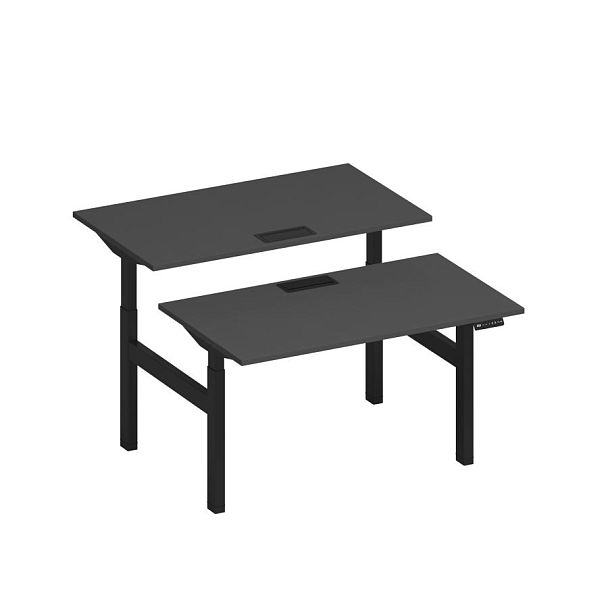 Рабочая станция на электроприводе с заглушками Elevo А2 ЧР 102 АР антрацит премиум / черный гладкий - Вид 1