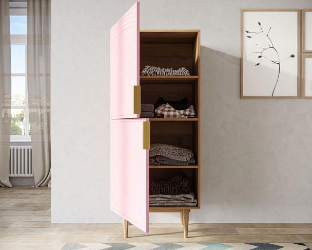 Вертикальный комод с двумя дверками Line LN05/GR1/pink - Вид 2