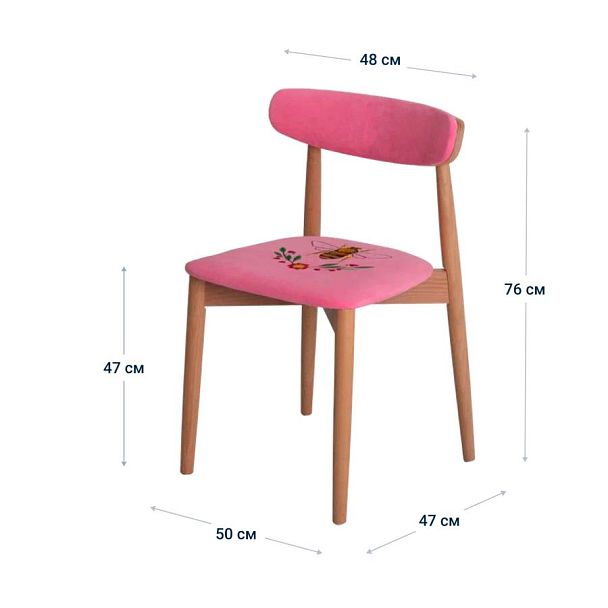 Стул Роквелл, вышивка Оса, велюр TEDDY 833, ножки бук, лак - Вид 9