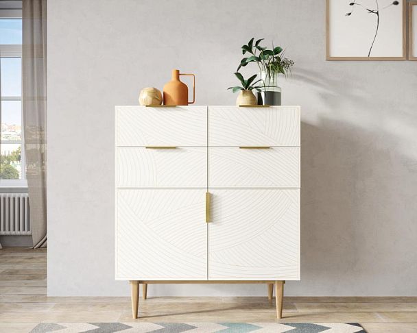 Большой комод с четырьмя ящиками и дверками Line LN17/GR1/beige - Вид 4