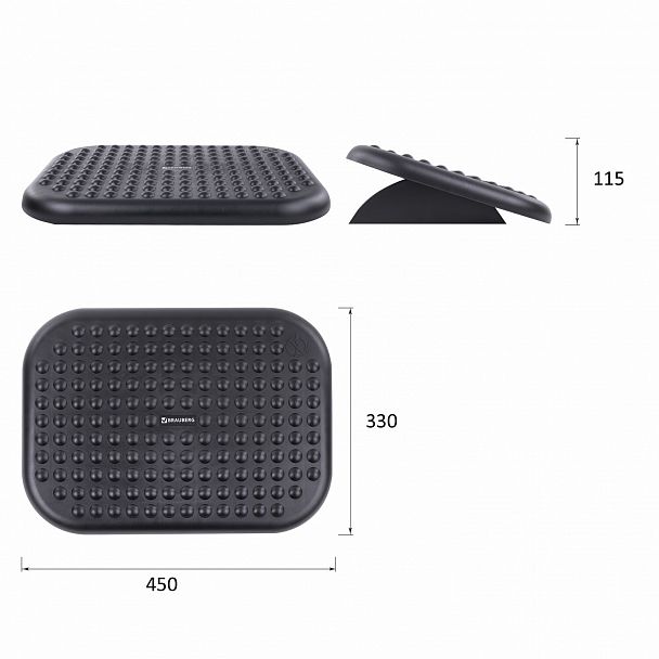 Подставка для ног BRAUBERG офисная, 45х33 см, регулируемый угол наклона, рифленая, черная, 531495 - Вид 8