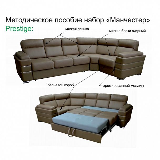 Угловой диван "Манчестер" Оу-3РУ-Оу кожа - Вид 3