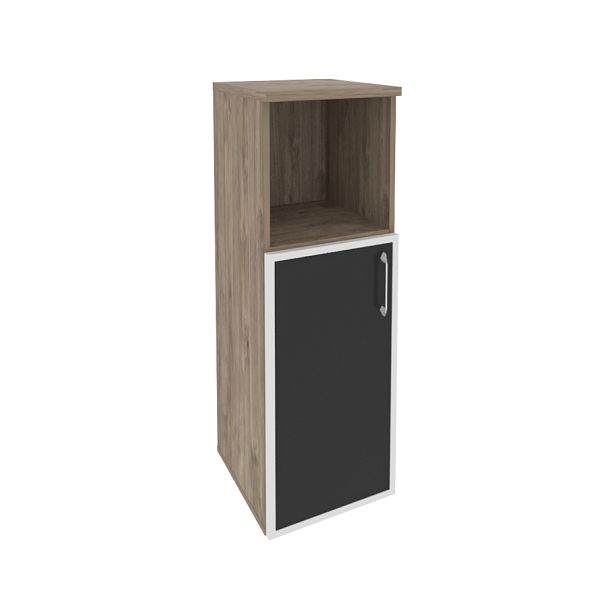 Onix Шкаф средний узкий левый O.SU-2.2 R (L) black Тиквуд темный/Стекло black 400*420*1207 - Вид 1