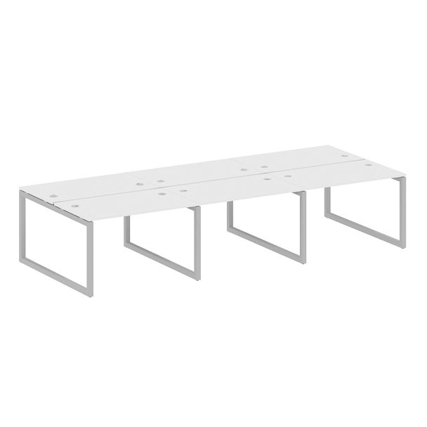 Metal System Quattro Р. ст. на 6 раб. места на О-образном м/к 50БО.СМ-6.2 Белый/Серый металл 3600*1475*750 - Вид 1