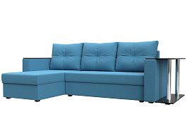 Диван угловой Атланта Лайт левый угол Рогожка голубой - Фото предпросмотра