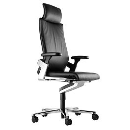 Кресло On 175/71 H с высокой спинкой с подголовником натуральная кожа / черная - Фото предпросмотра