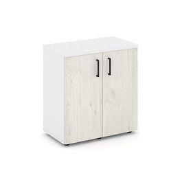 Стайл Проджект Тумба опорная/приставная SN.TOP-031 Белый/Белый/Дуб Наварра/Черный Ручки 600*400*750 - Фото предпросмотра