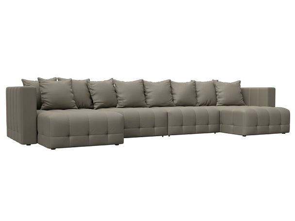 Диван П-образный Лига-052 НПБ Лонг Экокожа бежевый - Вид 1