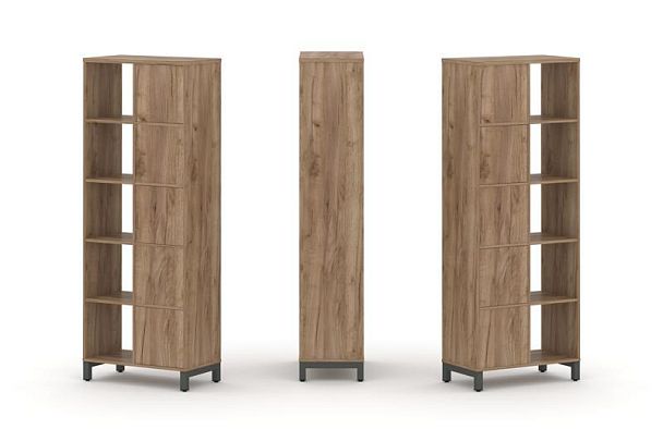 Стайл Проджект Набор стеллажа 2-х сторон., 5 яр. SN.NSD-521 Дуб Табак/Металл Антрацит 754*400*1982 - Вид 1