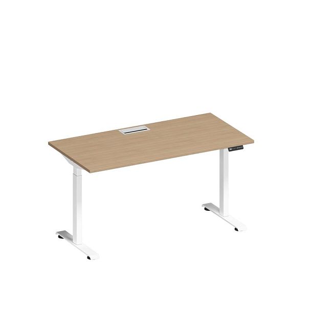 Стол письменный на электроприводе с заглушкой Elevo А2 БГ 003 НД натуральный дуб / белый гладкий - Вид 1