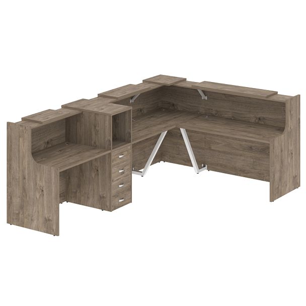 Ресепшн Г-образный "Onix" O.R-K-30 тиквуд темный/белый - Вид 1