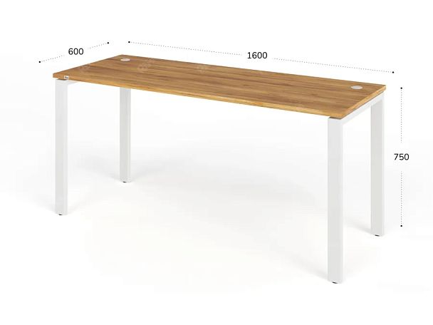 TANDEM RTD066-MK-160-ME Стол прямой на металлокаркасе ун-й 1600х600х750 Таксония медовая/Белый - Вид 2