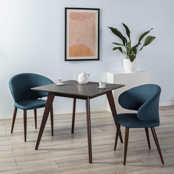 Стол Лунд 960*960 мрамор Графит Темный орех - Вид 6