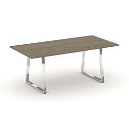 Style Project Direct Lux Стол переговорный M-SN-6T1.SPRG-198.3 Вяз Благородный/Нержавеющая Сталь/Хром 1980*980*25 - Фото предпросмотра