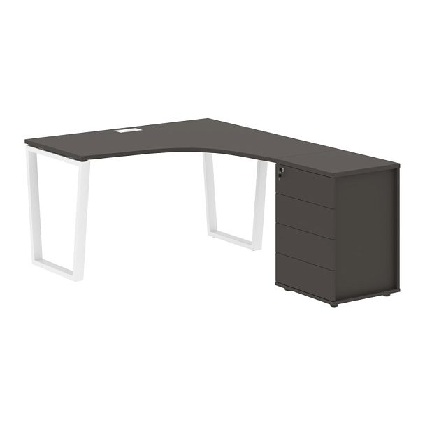 Стол эргономичный с тумбой EVCET 1318(R) Мокко/Белый 1360х1880х750 EDIS - Вид 1